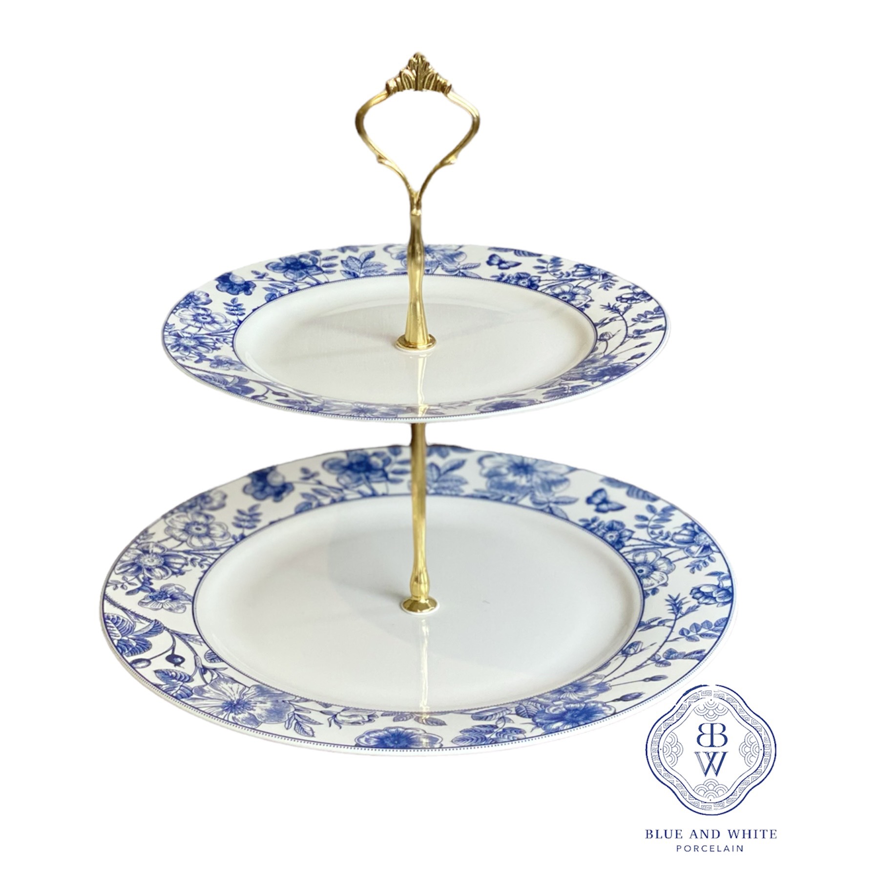 Blue Flower & Butterfly Two-Tier Plate