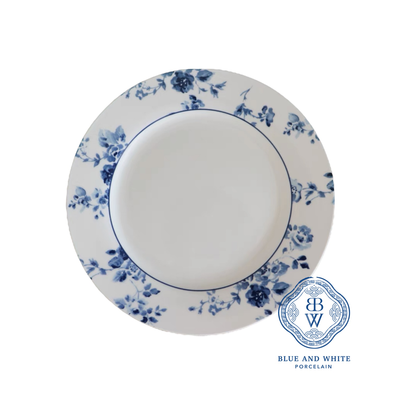 Blue Rose Flat Plate 22.5 cm