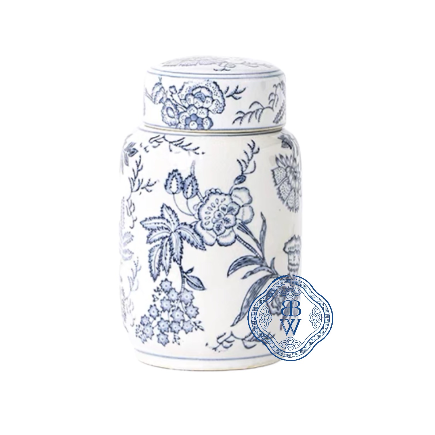 Chinoiserie Floral Round Ginger Jar 