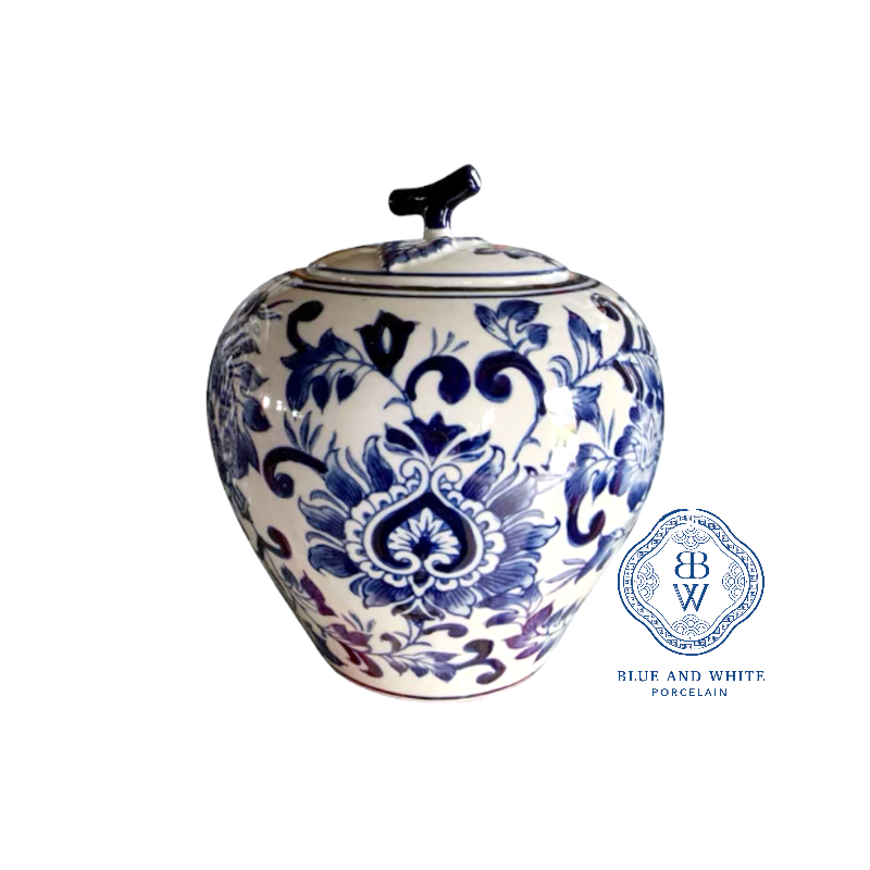 Chinoiserie Ginger Jar with Petiole-shaped Lid