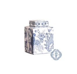 Ginger Jar vuông hoạ tiết hoa và vẹt